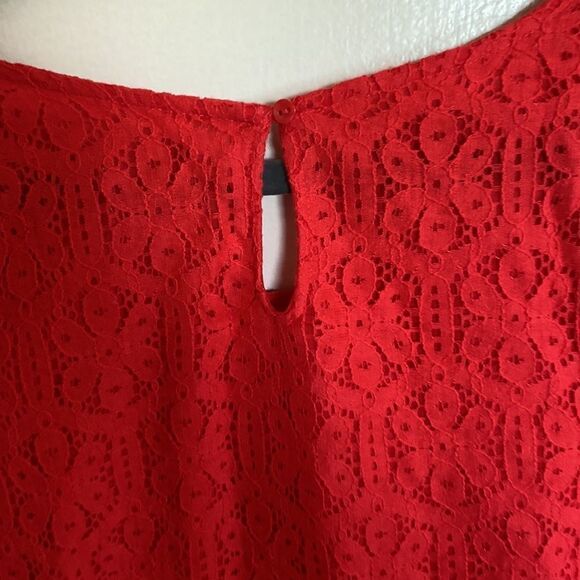 Red/orange- lace overlay Womens blouse size XXL - Picture 8 of 9